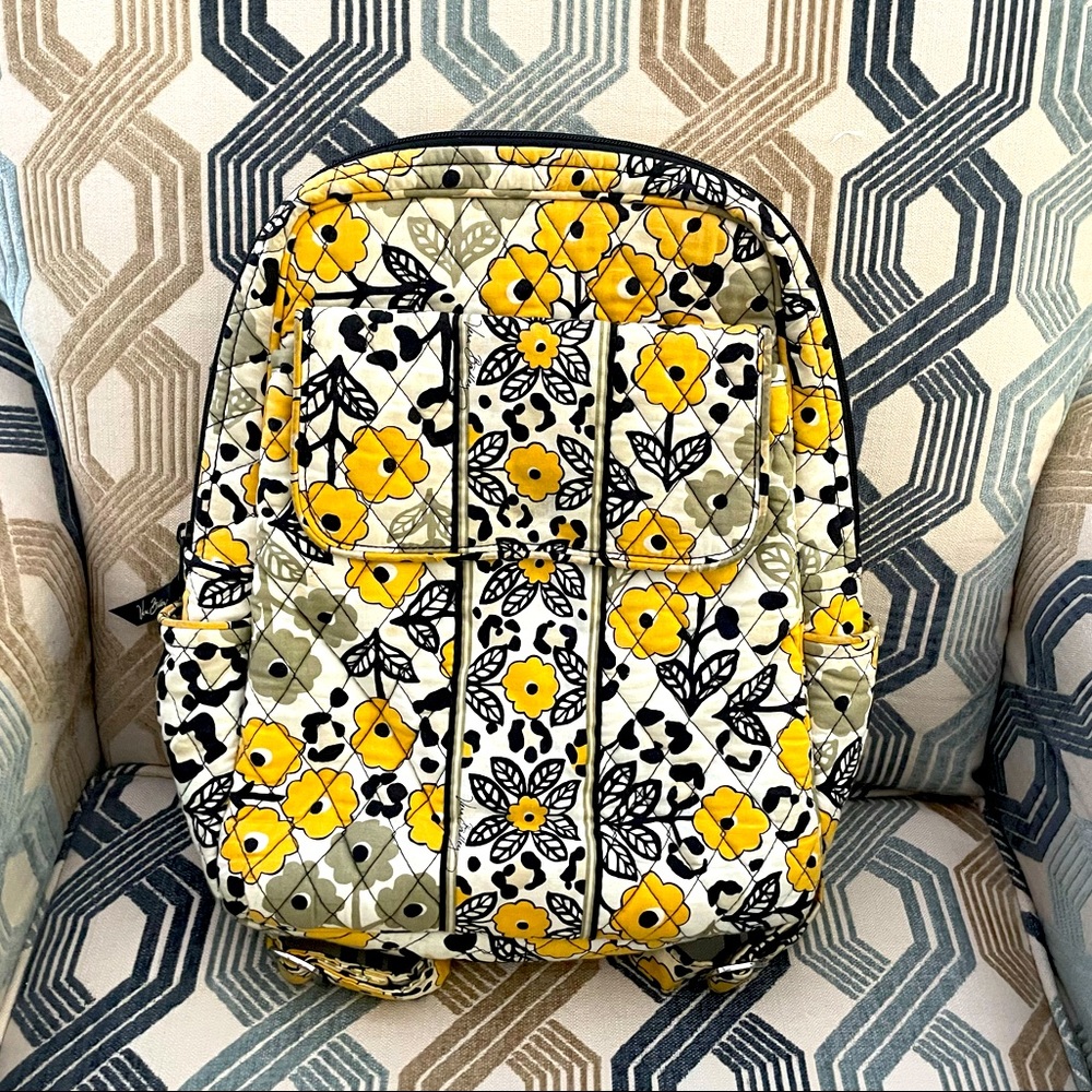 Floral Yellow and Black Backpack